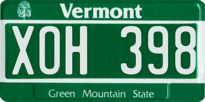 VT license plate XOH398