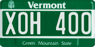 VT license plate XOH400