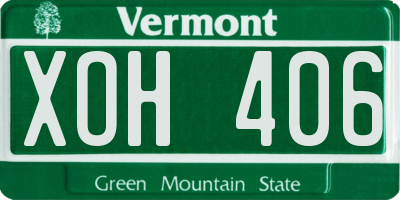 VT license plate XOH406