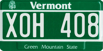 VT license plate XOH408