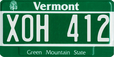 VT license plate XOH412