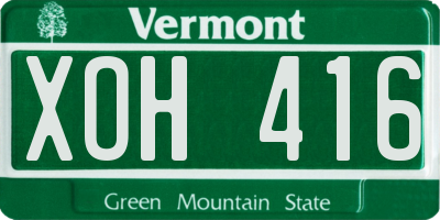 VT license plate XOH416