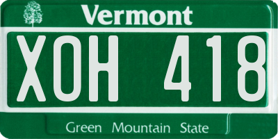 VT license plate XOH418