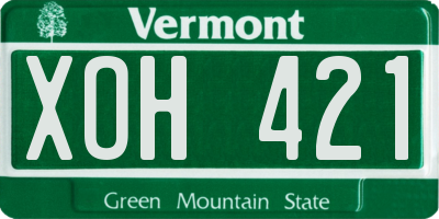 VT license plate XOH421