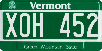 VT license plate XOH452