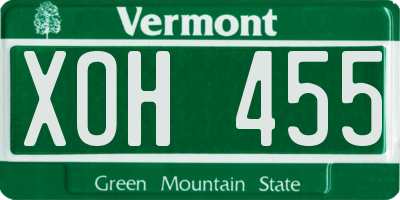 VT license plate XOH455