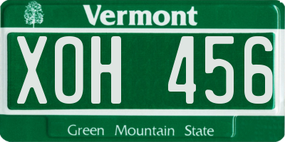 VT license plate XOH456