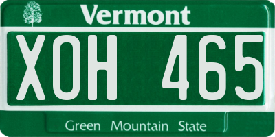 VT license plate XOH465