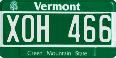 VT license plate XOH466