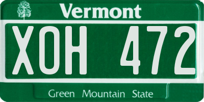 VT license plate XOH472