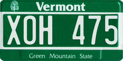VT license plate XOH475