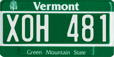 VT license plate XOH481