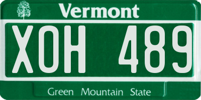 VT license plate XOH489