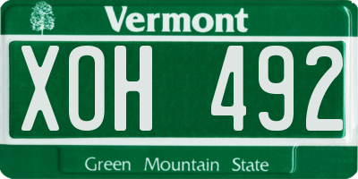VT license plate XOH492