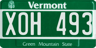 VT license plate XOH493