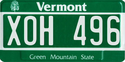 VT license plate XOH496