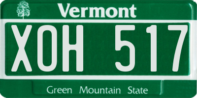 VT license plate XOH517