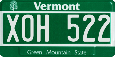 VT license plate XOH522