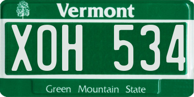 VT license plate XOH534