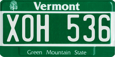 VT license plate XOH536