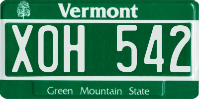 VT license plate XOH542