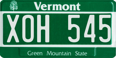 VT license plate XOH545