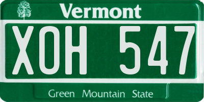 VT license plate XOH547