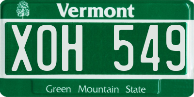 VT license plate XOH549