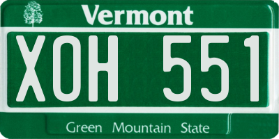 VT license plate XOH551