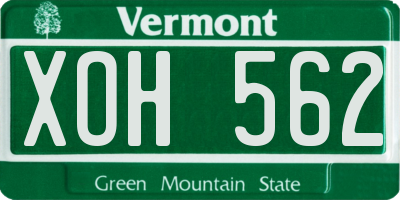 VT license plate XOH562