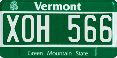 VT license plate XOH566