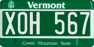 VT license plate XOH567