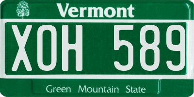 VT license plate XOH589
