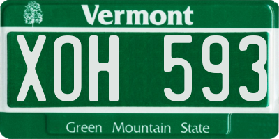 VT license plate XOH593