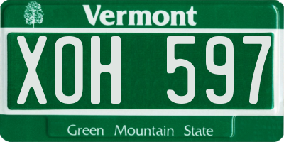 VT license plate XOH597