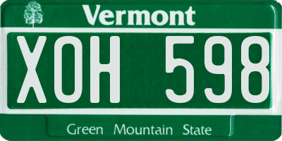 VT license plate XOH598