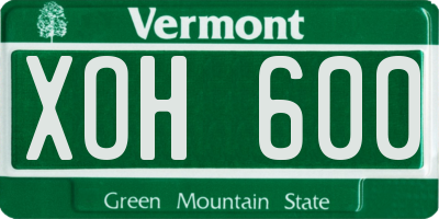 VT license plate XOH600