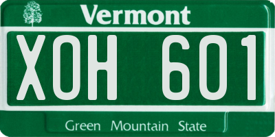 VT license plate XOH601