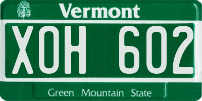 VT license plate XOH602