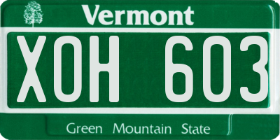 VT license plate XOH603