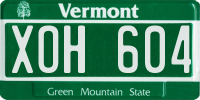 VT license plate XOH604