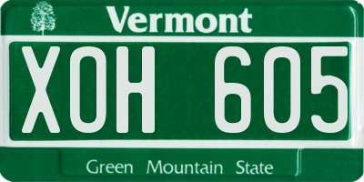 VT license plate XOH605