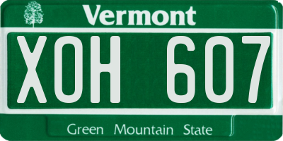 VT license plate XOH607