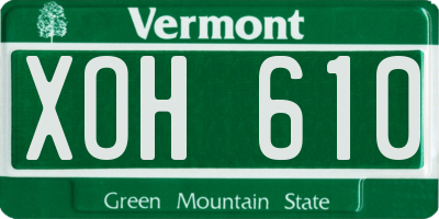 VT license plate XOH610