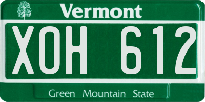 VT license plate XOH612