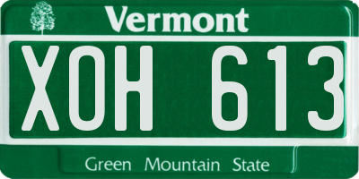 VT license plate XOH613