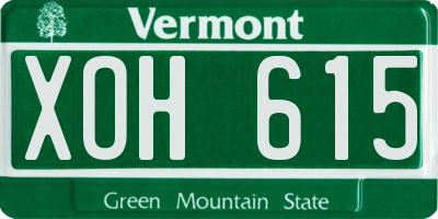 VT license plate XOH615