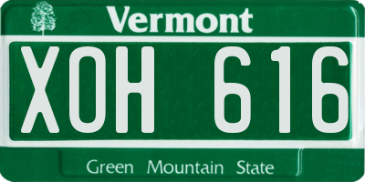 VT license plate XOH616