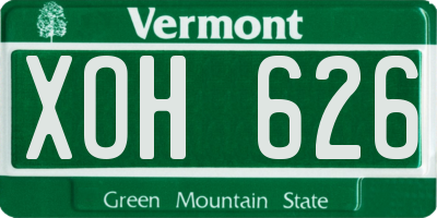 VT license plate XOH626