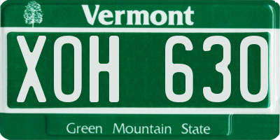 VT license plate XOH630